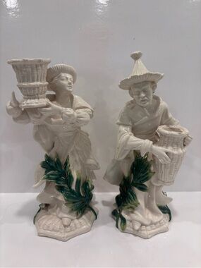 Vintage fitz & floyd classics Asian oriental figurine candle holder pair